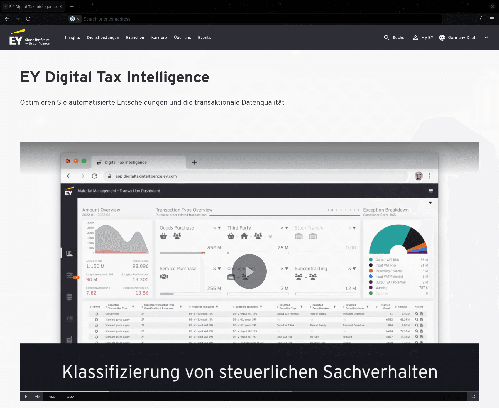 EY Digital Tax Intelligence screenshot