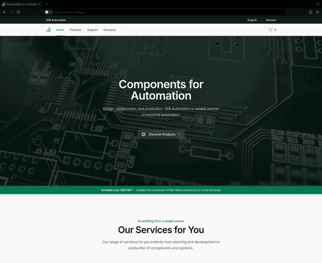 Company E-commerce screenshot